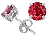 2.20 cts Genuine Round Created Ruby Earring Stud - 14kt White or Yellow Gold