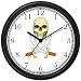 Skull & Crossed Swords - Pirate Theme - JP Wall Clock by WatchBuddy Timepieces (Black Frame)