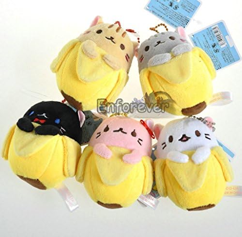 Lot 5 Q-LiA Partnyas Hidden in bananas cat 3.5" Cute Soft Plush Toy Doll
