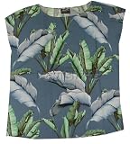 Pullover Blouse - Banana Leaf Cap Sleeve Side Slits Women's Hawaiian Aloha Pupu Top