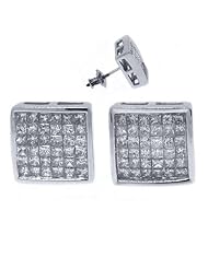 1 Carat Princess Invisible Diamond Stud Earrings