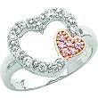 Sterling Silver & Vermeil Cubic Zirconia Heart Promise Ring Sz 6