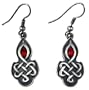 Solid Pewter Celtic Knotwork Earings Ruby Red Stones