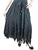 Womens Vintage Skirt Bohemian Fashion Embroidered Peasant Long Skirt (Waist: 28-34 inches, Black)