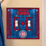 Chicago Cubs MLB Art Glass Double Switch Plate Cover