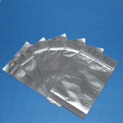 Static Shielding Bags Silver Zip Lock Foil Bag Pouches(6.4"x9.6"x3.2mil, 100pcs/bag)