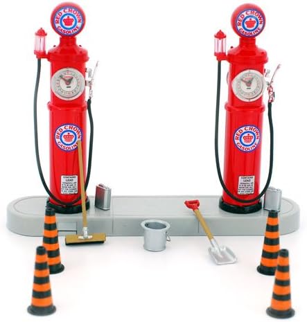 1950s Gas Pump Island Set 1:24 Scale (Red)