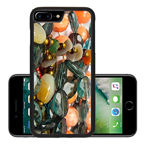 Liili Premium Apple iPhone 7 Plus Aluminum Backplate Bumper Snap Case IMAGE ID: 13255715 Semi precious stone necklace on the white background different types of neckless