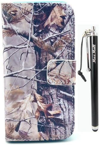 MaxMall Branches Leaves Desert Crabtree Design PU Leather Wallet Case for Apple iphone 5/5S