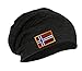 Norway Embroidery Embroidered Slouch Long Beanie Skully Hat Cap Dark Gray
