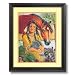 Solid Wood Black Framed Native American Indian Girl With Wolf And Horse Animal Pictures Art Print