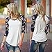 MIXMAX Women Contrast Color Floral Print 3/4 Sleeve Raglan T Shirt Tops