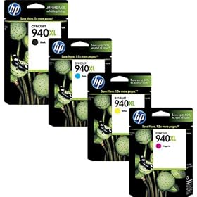 HP 940XL /4-Pack Set/ BLACK CYAN MAGENTA YELLOW for HP 940XL & 940 for use in HP Officejet pro 8000, All in One 8500 & Premier