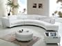 Contemporary Furniture White Leather Open-Chaise Sectional Sofa w/Ottoman and Bar-Table