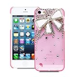 Fosmon GEM Series 3D Bling Crystal Design Case for Apple iPhone 5 - Pink Rhinestone Bow