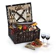 Posh Handcrafted 2-Person Woven Stained Willow Picnic Basket Set w/ Accessories