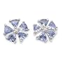 1.05 Carat Genuine Tanzanite & Diamond Accents Silver Stud Earrings