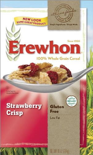 Erewhon Strawberry Crisp Cereal, Gluten Free, Organic, 10-Ounce Boxes (Pack of 4)