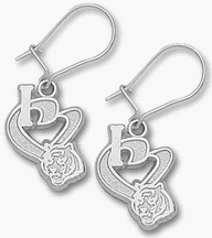 Cincinnati Bengals 1/2 I Heart Bengal Head Dangle Earrings - Sterling Silver Jewelry