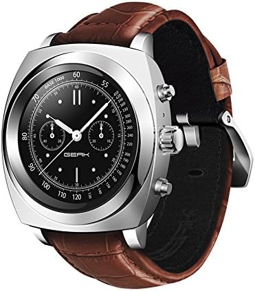 FENGSHI Geak 2 Bluetooth Android Smart Watch 4G Rom Round Touch Screen Heart Rate Monitor Pedometer Smartwatch for Android&amp;IOS Phone(Brown Strap)