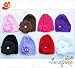 Ema Jane - 16 Pack of Super Soft Crochet Baby Beanie Waffle Hats with Ema Jane Baby Hair Accessories (Flowers and Bows) (8 Hats + 8 Hair Accessories)