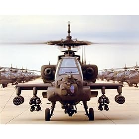 AH-64 Apache Helicopter (On Ground) Art Poster Print - 16" X 20"