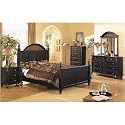 4pc Dark Wood Queen Size Bed Set w/Night Stand & Dresser