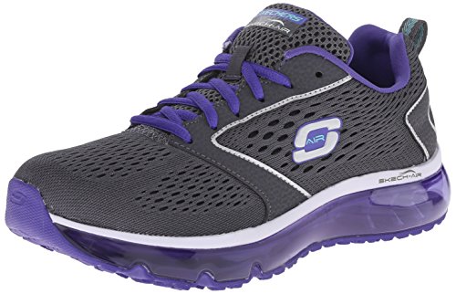 Skechers Sport Women's Skech Air Supreme Big Bang Fashion Sneaker, Charcoal Purple, 7 M US