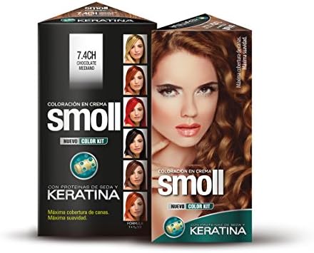 SMOLL COLOR KIT WITH SILK PROTEINS AND KERATIN, MAXIMUM GRAY HAIR COVERAGE AND SOFTNESS. (7.4 MEDIUM CHOCOLATE)