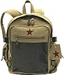 Khaki Vintage Star Backpack with Red Star