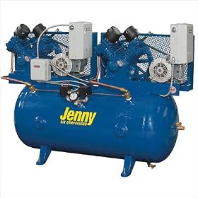 Jenny 2(T25B)-240 Duplex-2 Stage Electric Stationary Tank Mounted Air Compressors 50 HP, 780 RPM