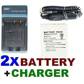 NEEWER® 2 EN-EL8 Batteries + Charger for Nikon CoolPix S50, S50c, S51, S51C, S52, S52C Digital Cameras