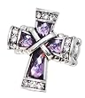 BLING AND SPARKLE! Beautiful Austrian Crystal & Faux Amethyst Cross Fashion Ring - Free Size