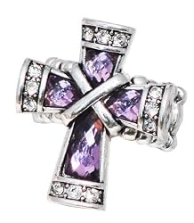 BLING AND SPARKLE! Beautiful Austrian Crystal & Faux Amethyst Cross Fashion Ring - Free Size