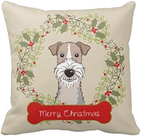 Mamamiya Wire Fox Terrier Christmas Pillow Case Decorative Throw Pillowcase Cushion Cover