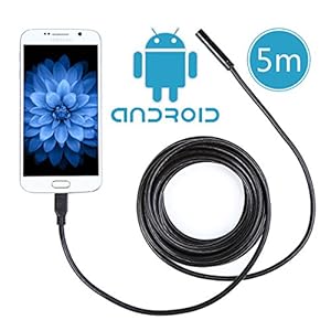 Crenova® iScope Android Smartphone USB Endoscope 2.0 MP CMOS HD Borescope Waterproof Inspection Camera Snake Camera for Samsung Galaxy/Note/SONY/Nexus/Android system with OTG function（5 Meter Cable）