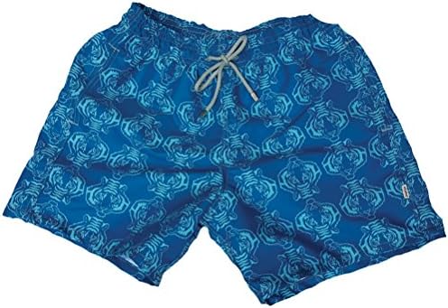 VIDRIC Men's Wild Tiger Swim Shorts (Medium, Blue)