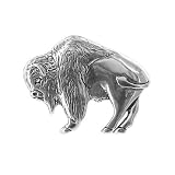 Sterling Silver Musk Ox Bull 29mm x 37mm Pin