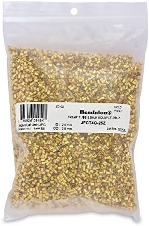 Beadalon (1-Pack) Crimp Tubes 2.5 mm (.098 in) Gold Color 25 oz (709 g) appx. 17700 pieces JFCT4G-25Z-1P