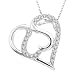 Sterling Silver Diamond Double Heart Pendant Necklace(1/6 cttw, H-I Color, I2 Clarity), 18