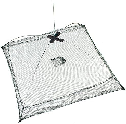 GuangSam 55cm x 55cm Folding Fishing Net Foldable Hex Mesh Trap Baits Cast Crab Minnow Crawdad Shrimp Dip Net