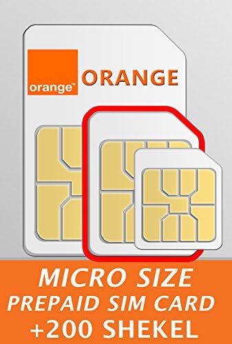 Orange Israel Prepaid MICRO Size SIM Card Preloaded With 200 Shekel Credit ♦ New & Activated ready for use with free incoming calls and SMS ♦ Including SIM Card Case ♦ Iphone Pin ♦ English user guide