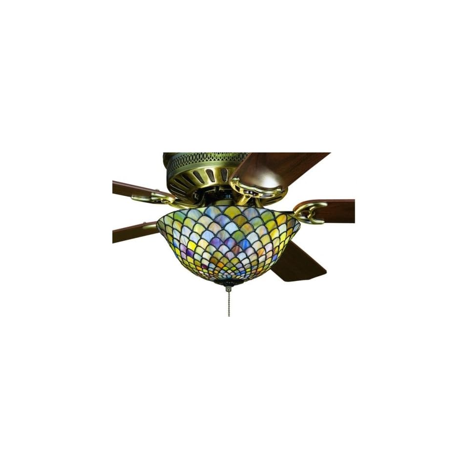 Fish Scale Tiffany Globe Stained Glass Ceiling Fan 52 Inches Width