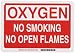 Brady 42715 10" Width x 7" Height B-555 Aluminum, White on Red Chemical and Hazardous Materials Sign, Header "Oxygen", Legend "No Smoking No Open Flames"