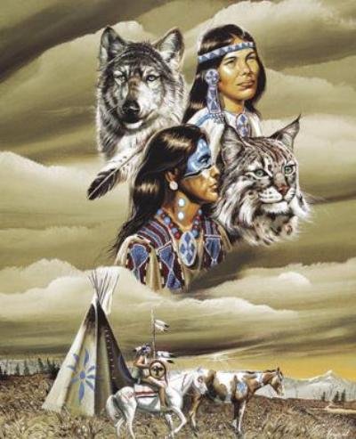 Spirit Of The Tribe by Gary Ampel. CANVAS with 3/4 inch bars. 16.00 inches width by 20.00 inches height. Highest Quality Art Poster Print