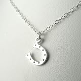 Tiny Horse Shoe Sterling Silver Charm Necklace Lucky Good Luck Jewelry
