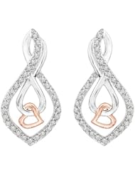10K Two Tone Gold, Diamond Infinity Heart Earrings (1/4 cttw)