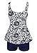 MiYang Women's Bowknot Printing Skirt Spa Swimsuit Padded Bathing Swimwear, Navy(two piece), Large(US Size 10-12)