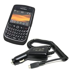 2 Pieces Value Combo of Black Silicone Skin Cover Case and Car Charger for Blackberry Javelin 8900