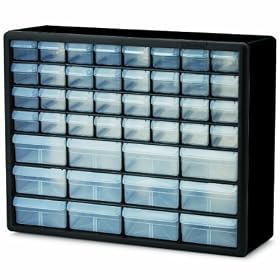 Akro-Mils 10144 44 D 20-Inch by 16-Inch by 6-1/2-Inch Hardware and Craft Cabinet, Black